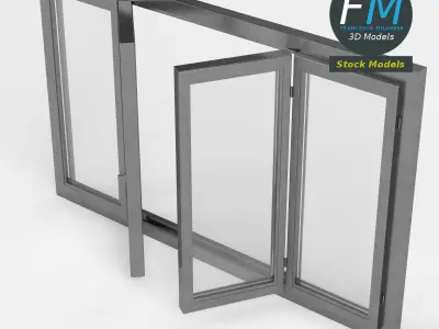 4 panels large window 3D model
