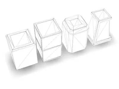 Trash Bins Low-poly 3D model get