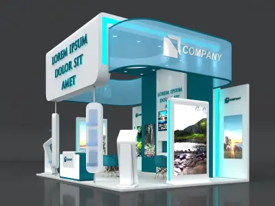 Exhibition Stand Booth Stall 5x5m Height 500cm 3 Side Open 3D model