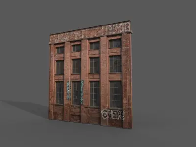 Street wall building Low-poly 3D model