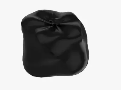 Tied Closed Black Plastic Trash Rubbish Garbage Bags 3D model