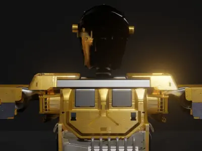 SCIFI Mecha Golden Robot Low-poly 3D model