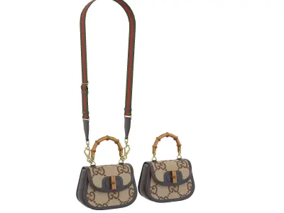 Gucci Bamboo 1947 Jumbo GG Small Bag Brown Light Low-poly 3D model