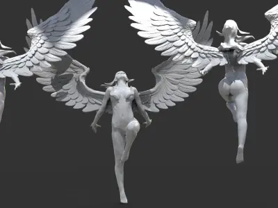 Crescent Angel Statue  3D model