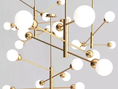 SALME gold chandelier with balls hanging from it 3D model