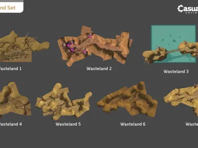 Casual Tiny Environment - Wasteland Set Low-poly 3D model