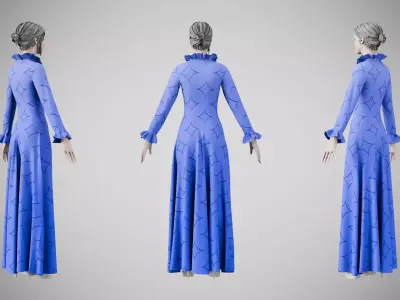 Dress 29 Very Light Blue With Design Low-poly 3D model