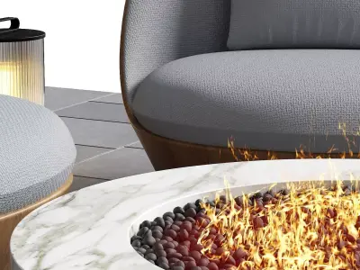 Outdoor fireplace area 3D model