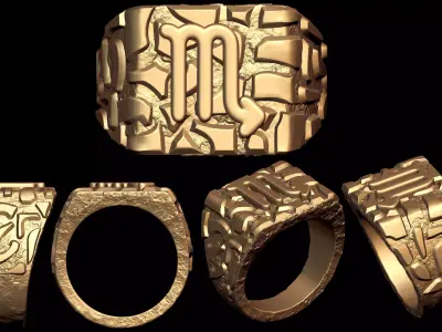 Scorpio Horoscope Zodiac Nugget Ring  3D print model