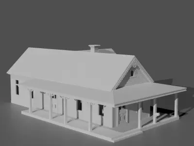 Classic Countryside Farm Wooden House 3D print model