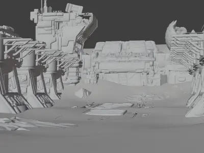 Sci-Fi Abandoned outpost 3D model