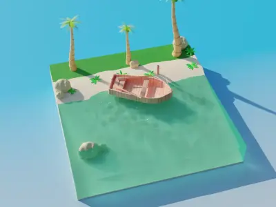 Tropical Beach 3D model buy