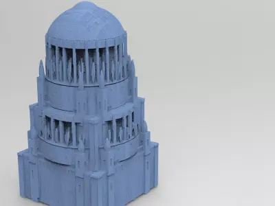 Sci fi City Dome tower model 3D model