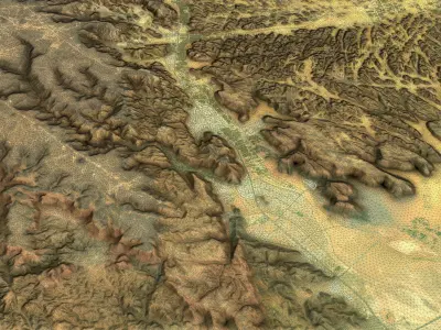 AlUla - Topography Terrain Low-poly 3D model