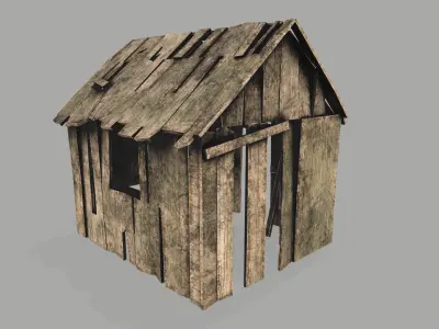 Old Broken Shed Low Poly 3d Model Low-poly 3D model