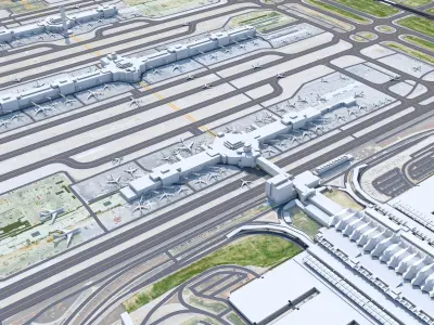 Denver International Airport 15km Low-poly 3D model