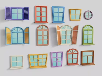 Cartoon Windows Collection 3 Low-poly 3D model