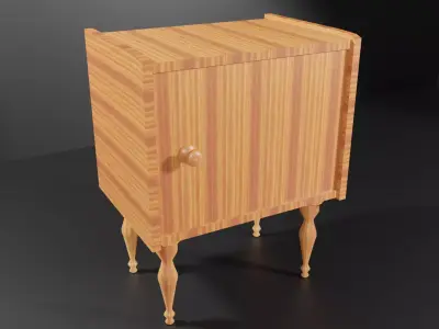 Wood Bed Side Table Low-poly 3D model