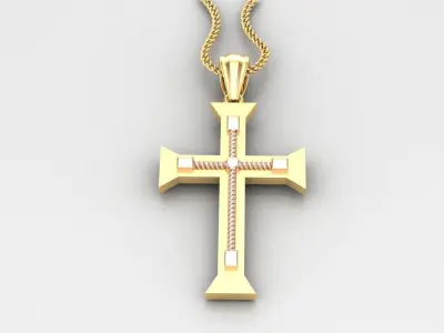 High Cross Pendant Light Gold 18K 4CP100 3D print model