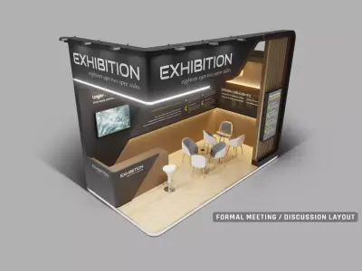 Modular Exhibition Booth 18 sqm trade show and expo 3D model