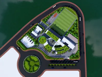 Colleges building near ocean 3D model