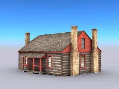 Wooden House Building Low-poly 3D model