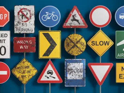 Street Signs Collection 3D Model Pack
