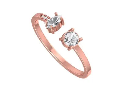 Solitaire Women Light Weight Marquise Round Stone Band Ring 3D print model