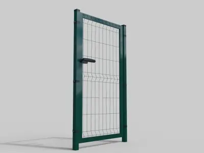 Metal Green Fence Door 3D model 3D model
