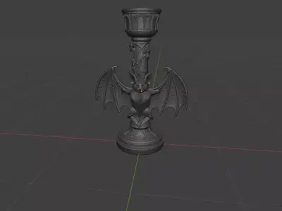Gothic black bat candle holder 3D print model