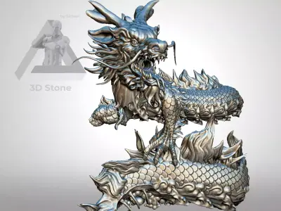 Chinese dragon with a lamp 3D print model