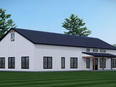 Modern American Barn House with Garage Exterior Architectural  3D model