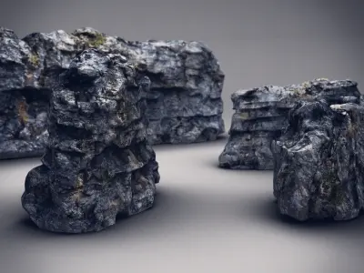 Rocks Stones set Low-poly 3D model buy