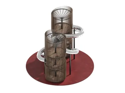 Playground 7 metal structure with two tubes 3D model