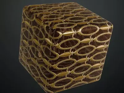 Luxurious Ornamental Gold Filigree Security Grill PBR Seamless Texture