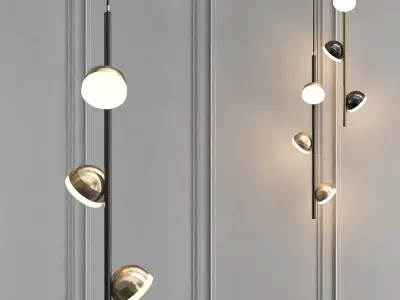 April pendant light with three lights hanging from ceiling 3D model
