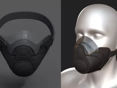 Gas mask protection futuristic technology fantasy  Low-poly 3D model