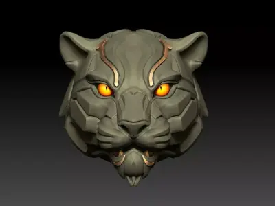 Sci-Fi Panther Head Statue M50 3D print model