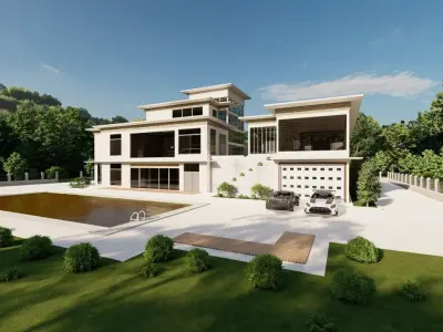 Casa Scene-villa-modern house 3D model 71