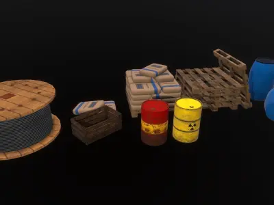 Building Site Industry Props Pack  Game Ready Low-poly 3D model