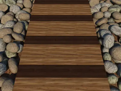 pebble and wooden road 3D model