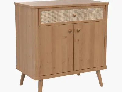 Thelma KD Rattan Small Cabinet 1 Drawer 2 Doors 3D model