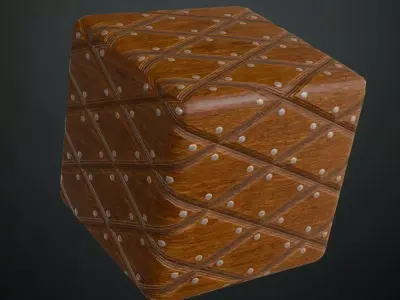 Polished Diamond Wood Panels with Silver Rivets PBR Seamless Texture