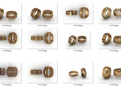 alans ring 40 pieces drawing 3d rihone drawing ring rings 3D print model