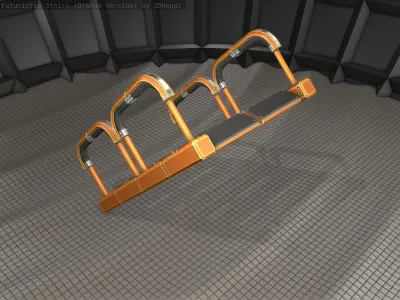 Sci-Fi Stairs - 27- Orange Version Low-poly 3D model