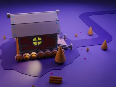 Residential cartoon house 3D model