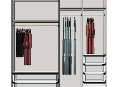 wardrobe with sliding doors h280 w196 d62 cms Low-poly 3D model
