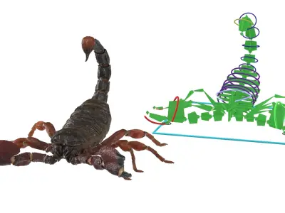  Realistic Scorpion Strikes Animated Rigged 