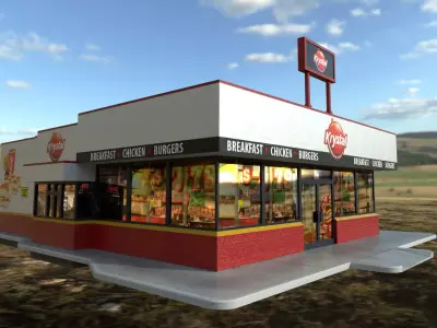 Krystal Hamburger Restaurant Low-Poly PBR Model Low-poly 3D model