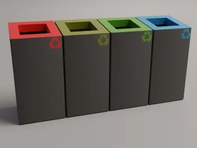 Street Trash Can Low-poly 3D model